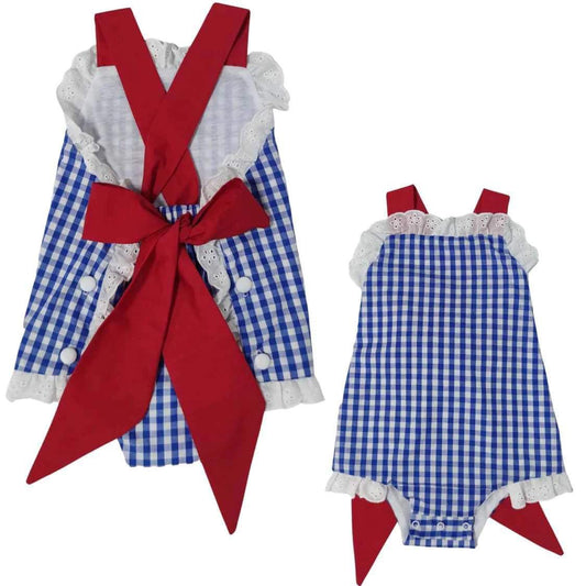 Gingham Red/White/Blue Bow Bubbles